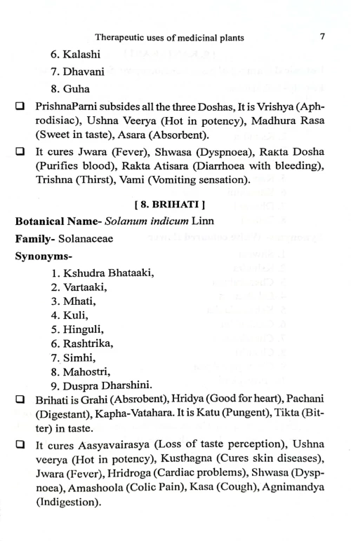 Therapeutics Uses of Medicinal Plants
